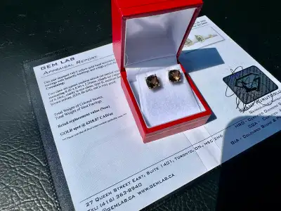 #802 - 14kt Yellow Gold, Smoky Quartz Earrings, View more