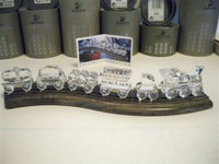 SWAROVSKI Crystal Six Piece TRAIN SET With Wooden Track Display