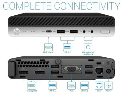 Mini Ordinateur HP ProDesk 600 G4 i5-8400 256GB SSD GB RAM Win11 PRO français ou anglais. ------ VIS...