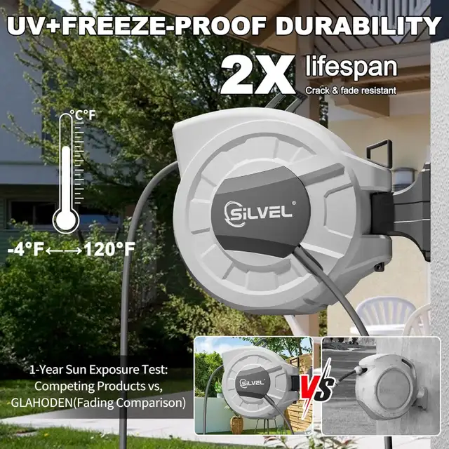 SILVEL Retractable Garden Hose Reel – 105 ft in Outdoor Tools & Storage in Oshawa / Durham Region - Image 5