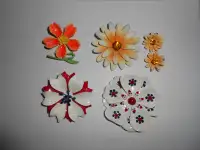Vintage ENAMEL Flower Jewelry LOT Brooches Earrings