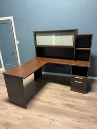 65W L-Shaped Desk with Hutch Costco/Bestar