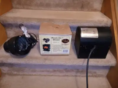 Three "squirrel cage" fans to get more heat circulation of wood stove or fireplace, complete with po...