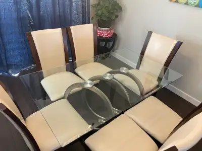 Glass Dining Table with 6 Chairs, View more