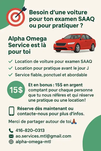 LOCATION DE VÉHICULE & REMISE À NIVEAU POUR EXAMEN SAAQ, View more
