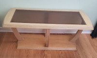 BEIGE COFFEE TABLE WITH TINTED GLASS SMOKE AND PET FREE
