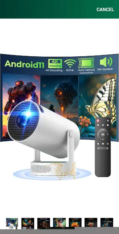 Mini Projector with Upgraded HiFi Speaker, [Built-in Apps] 4K Pr, View more