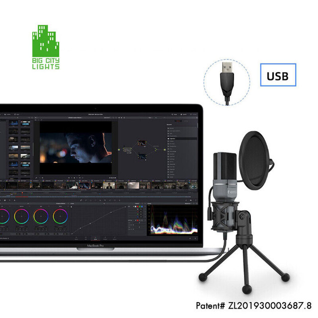 NEW! USB Broadcasting Microphone with Pop Filter & Tripod Stand! in Speakers, Headsets & Mics in Calgary - Image 3