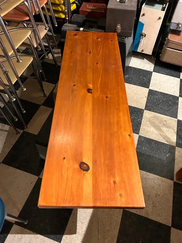 Vintage Wood Coffee Table or Bench 57.5" in Coffee Tables in City of Toronto - Image 4