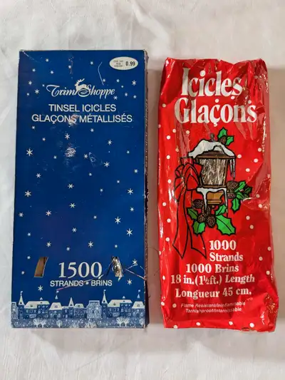 VTG Icicles Tinsel Silver Strands Lot Of 2 Sealed, View more