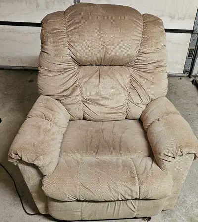 Comfy rocking & power recliner chair in a tan/beige color, View more