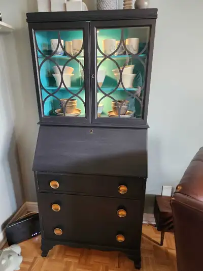 Beautiful Antique Secretary Desk with Hutch, View more