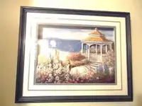 Mixed Art - Watercolor Painting of Gazebo Floral Garden on Beach