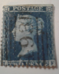 Postage Stamp 2 Cent Blue Penny Queen Victoria for Sale