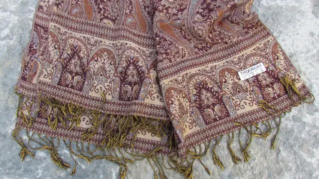 27 x 78 Brown Paisley Pattern Paschmina Scarf62865712214274122