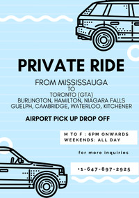 Private Ride - SUV 4 Seater from Mississauga