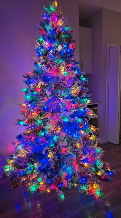 Christmas In July Snowy Flocked Tree 7.5ft , View more