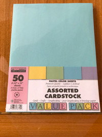 New 50 Assorted Pastel Cardstock