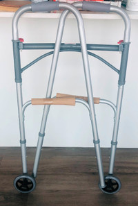 Aluminum Two-Button Release Folding Walker With Wheels
