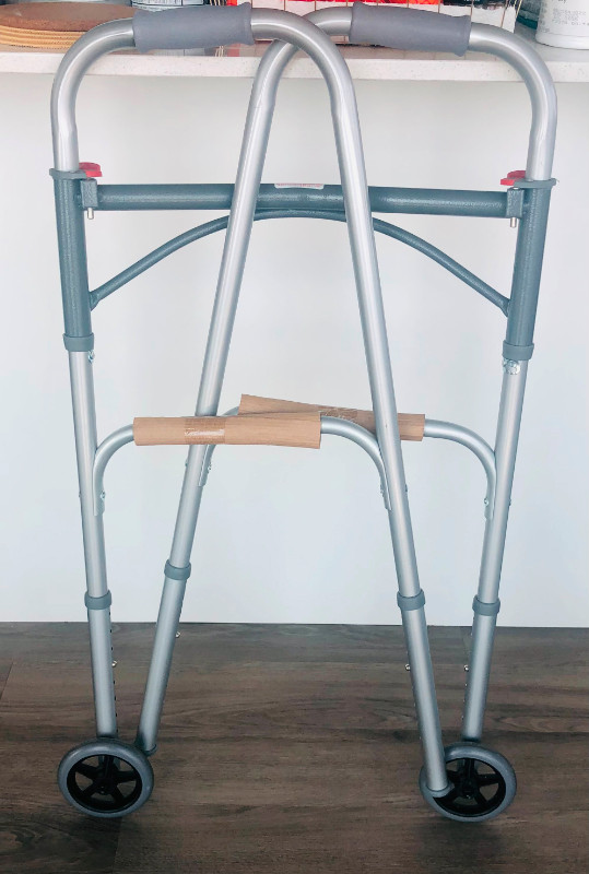 Aluminum Two-Button Release Folding Walker With Wheels in Health & Special Needs in Oshawa / Durham Region