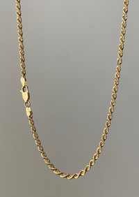 Hollow 10k Gold Twisted Rope Chain Necklace 2.72MM 