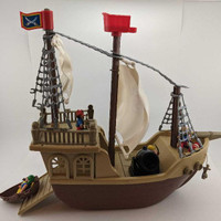 Vintage Pirate Ship Toy with Figures - Incomplete-