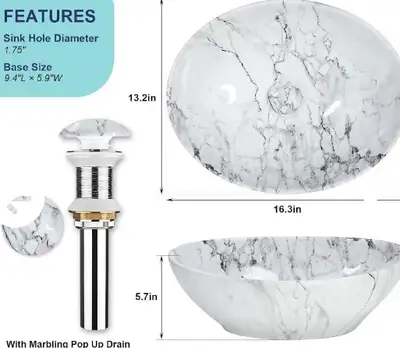 Marble Pattern Vessel Sink, View more
