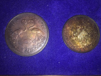 1966 Bahamas 2 Dollar and 1 Dollar Coin Set  SILVER
