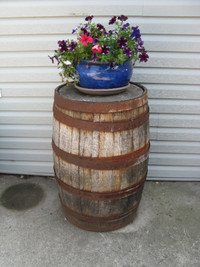 Vintage Weathered Rustic Whisky Barrel great for outdoor decor!