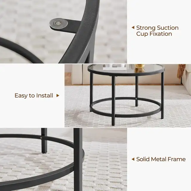 27.6" Round Glass Coffee Table, Small Coffee Table for Living Ro in Coffee Tables in Markham / York Region - Image 8