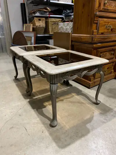 Glass Top Marble Tables- set of 3, View more