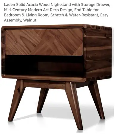 New Laden Solid Acacia Wood Nightstand, View more
