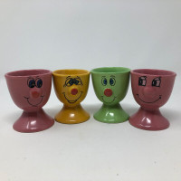 Set of 4 Vintage Trade Winds Funny Face Ceramic Egg Cups