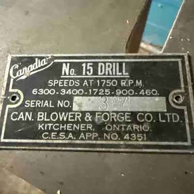 Canadian Blower & Forge Co. No. 15 Drill Press, View more
