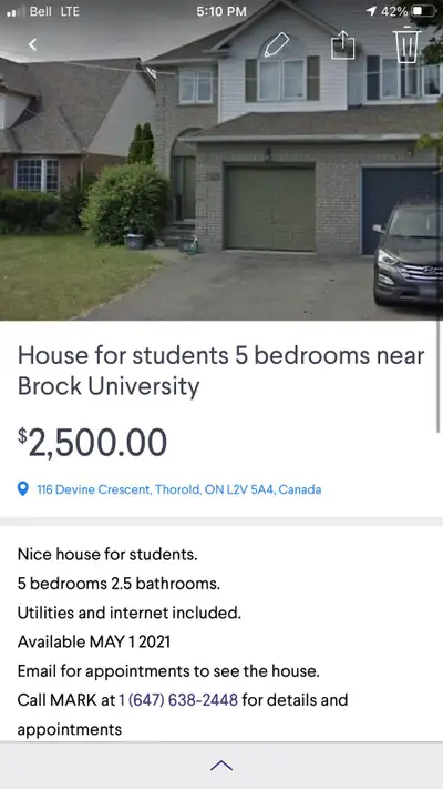 2 rooms in a student house Utilities not included All new appliance New front door AC Close to unive...