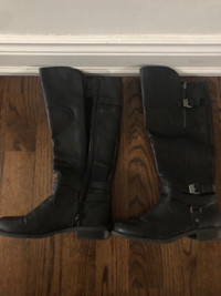 Women’s Guess Black Leather Boots, Size 8