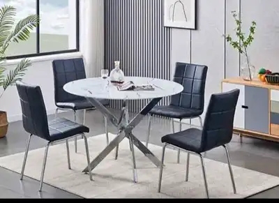 Marble Dining Table with Chairs, View more