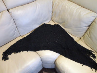 Black with Silver Sequins Lovely Large Shoulder Shawl Poncho