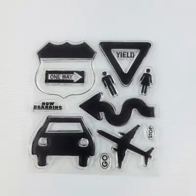 Travel Clear Stamp Set Bo Bunny Detour Car Road Sign Plane Paper, View more