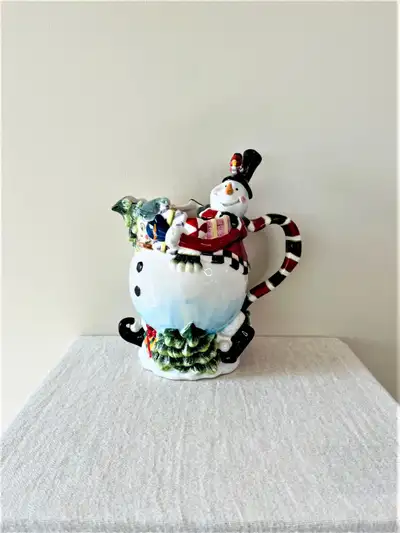 CHRISTMAS FITZ AND FLOYD SNOWMAN DRINK PITCHER, View more