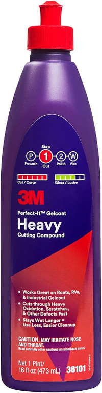 3M Perfect-It Gelcoat Heavy Cutting Compound, 36101, 1 Pint, Fib
