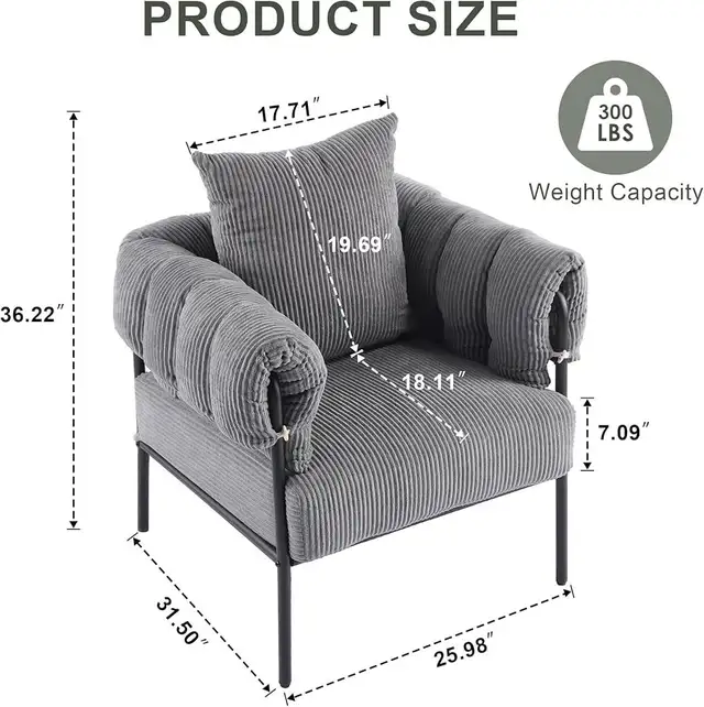 Accent Chair Reading Chair with Pillow Accent Armchair for Adult in Chairs & Recliners in Markham / York Region - Image 6