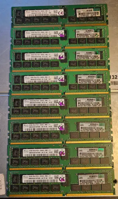 HPE SKhynix 256GB (8x32GB) 2Rx4 PC4-2666V ECC REG RAM, View more