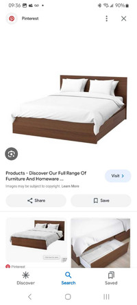 Ikea Malm Brown Oak Vaneer Queen Sized Bed Frame