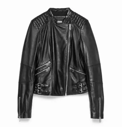 Zara 100% vrai cuir real leather biker jacket ysl coat manteau, View more
