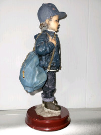 Louis  Dionne Statue Boy Trekking 10 "Tall x 4-1/4  Inches Wide 