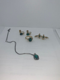 Emerald Jewelry Collection - Earrings, ring, necklace
