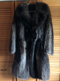 Raccoon coat custom made medium with leather belt