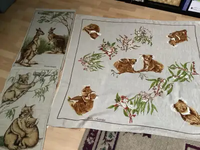 Vtg Australia Tablecloth/2 TeaTowels - 4 pics, View more