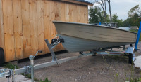 14' aluminum boat, motor and trailer